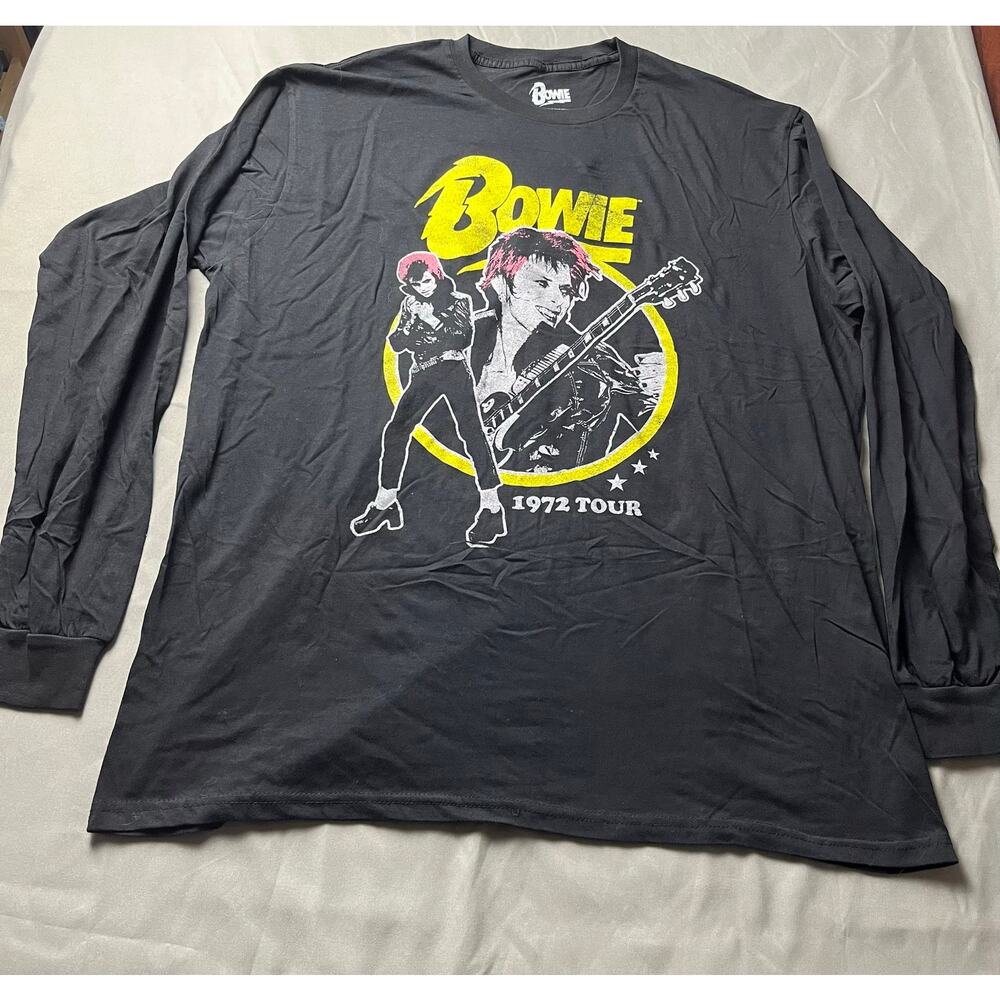 Bowie Shirt 1972 Tour Black 2XL Long Sleeve